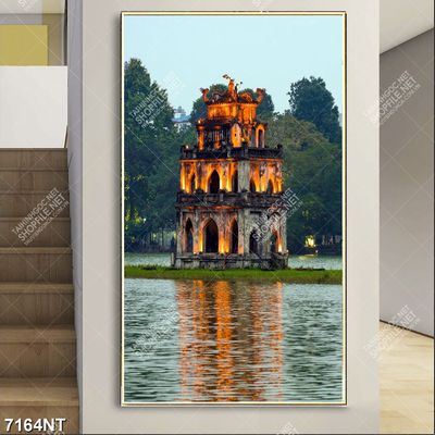 Tranh tháp rùa trên hồ gươm 7164NT