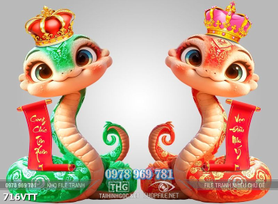 File vector psd Tết 2025 Rắn Vàng 716VTT