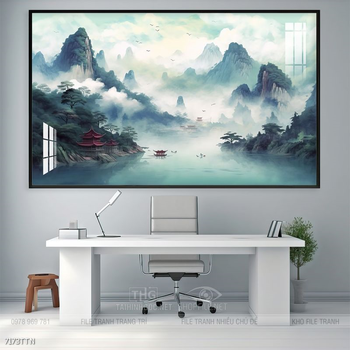 Tranh phong thủy nước non tuyệt đẹp