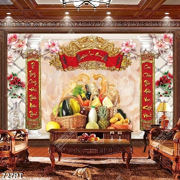 Tranh 3d đá ốp tường phòng thờ gia tiên