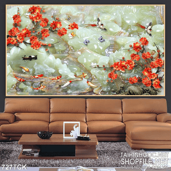 Tranh decor wall giả ngọc cá chép
