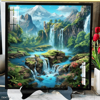 Tranh phon thủy sông, núi và mặt trời
