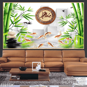 Tranh 3d chữ phú cá chép