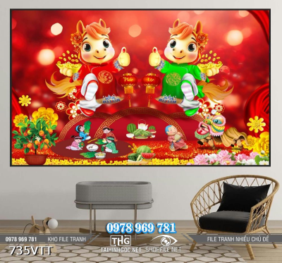 File tranh Phông nền trang trí Tết năm mới 2026 735VTT File tranh Phông nền trang trí Tết năm mới 2026 735VTT