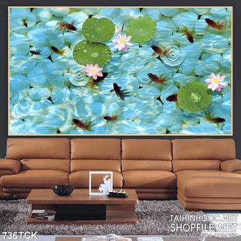 Tranh cá vàng bơi tung tăng 3d