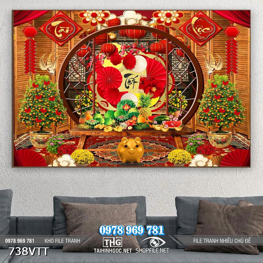 File tranh Background phông nền trang trí tường Tết 738VTT File tranh Background phông nền trang trí tường Tết 738VTT