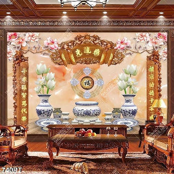 Tranh giả ngọc hoa sen và  thư pháp trang trí nội thất Tranh giả ngọc hoa sen và  thư pháp trang trí nội thất