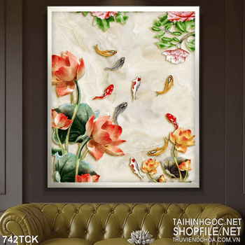 Tranh 3d giả ngọc hoa sen