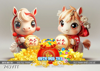 File tranh cặp ngựa Bính Ngọ chipi đáng yêu Tết 743VTT File tranh cặp ngựa Bính Ngọ chipi đáng yêu Tết 743VTT