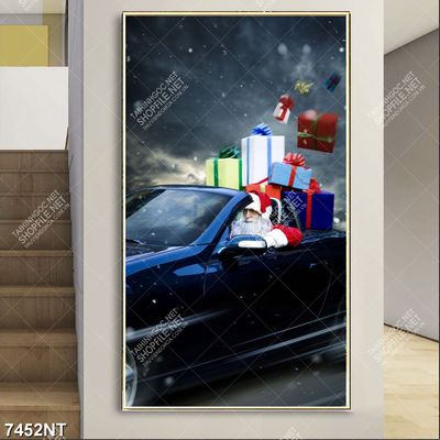 Tranh nghệ thuật ông già noel chở quà