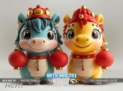 File tranh cặp ngựa đón Tết năm mới 2026 746VTT File tranh cặp ngựa đón Tết năm mới 2026 746VTT