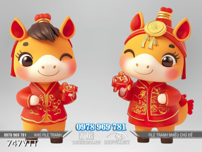 File tranh PSD cặp ngựa cười đáng yêu 747VTT File tranh PSD cặp ngựa cười đáng yêu 747VTT