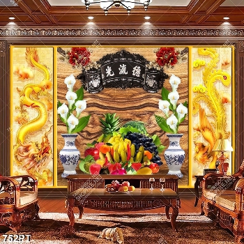 Tranh rồng phượng và trái cây trang trí phòng thờ đẹp nhất