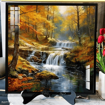 Tranh phon thủy sông, núi và mặt trời