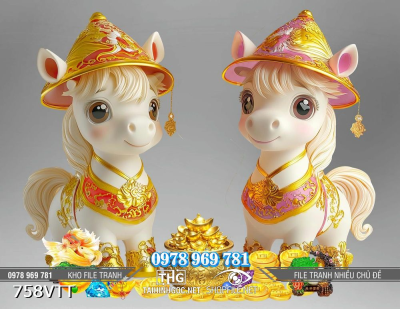 File tranh cặp ngựa trắng năm Bính Ngọ 2026 758VTT File tranh cặp ngựa trắng năm Bính Ngọ 2026 758VTT