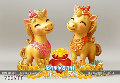 File tranh cặp ngựa vàng đáng yêu đón xuân Bính Ngọ 2026 760VTT File tranh cặp ngựa vàng đáng yêu đón xuân Bính Ngọ 2026 760VTT