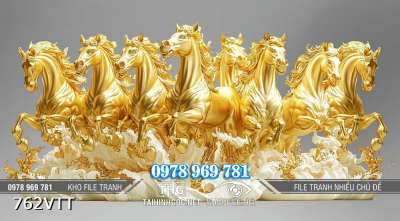 File tranh bát mã ngựa vàng trang trí Tết 762VTT File tranh bát mã ngựa vàng trang trí Tết 762VTT