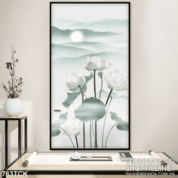 Tranh hoa sen nghệ thuật uv