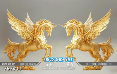 File tranh đôi ngựa vàng Tết Bính Ngọ 2026 767VTT File tranh đôi ngựa vàng Tết Bính Ngọ 2026 767VTT