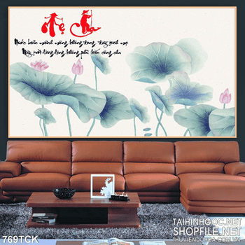 Tranh psd in uv cha mẹ hoa sen