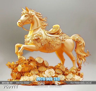 File tranh ngựa vàng bính ngọ tài lộc Tết 769VTT File tranh ngựa vàng bính ngọ tài lộc Tết 769VTT