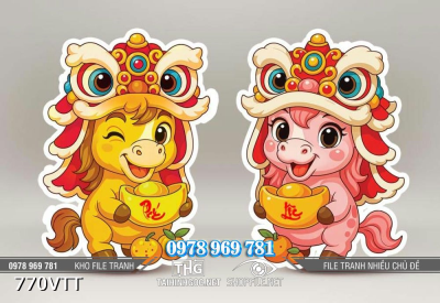 File tranh PSD ngựa chibi múa lân đón xuân mới 770VTT File tranh PSD ngựa chibi múa lân đón xuân mới 770VTT