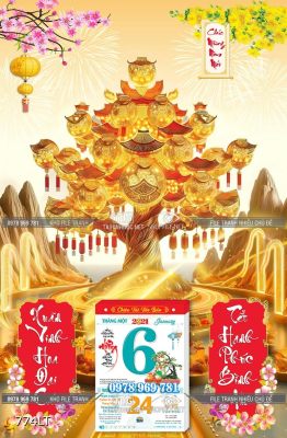 File tranh lịch tiền vàng trang trí Tết File tranh lịch tiền vàng trang trí Tết