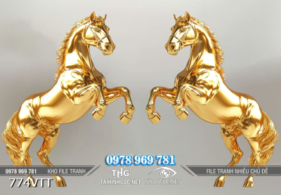 File tranh cặp ngựa vàng đối xứng 2026 774VTT File tranh cặp ngựa vàng đối xứng 2026 774VTT