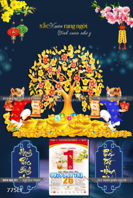 File lịch Psd cây vàng kim tiền File lịch Psd cây vàng kim tiền