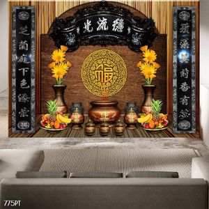 Tranh dán tường trang trí bàn thờ ông bà tổ tiên khổ ngang