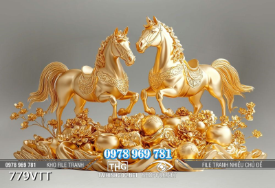 File tranh psd cặp ngựa vàng bính ngọ 2026 779VTT File tranh psd cặp ngựa vàng bính ngọ 2026 779VTT