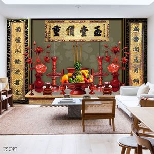 Tranh 3d trang trí bàn thờ gia tiên file gốc