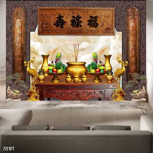 Tranh dán tường trang trí bàn thờ ông bà tổ tiên khổ ngang