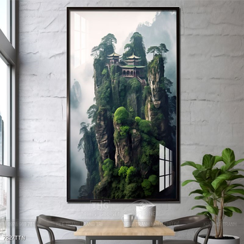Tranh phon thủy sông, núi và mặt trời