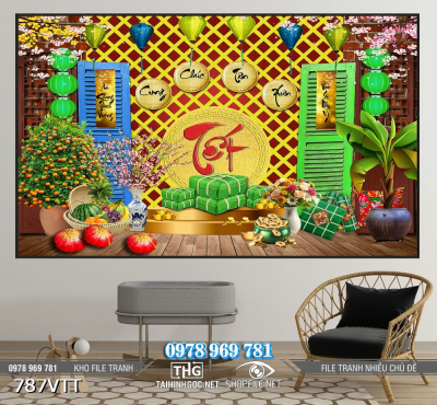 File tranh Backgroud trang trí tường Tết 787VTT File tranh Backgroud trang trí tường Tết 787VTT