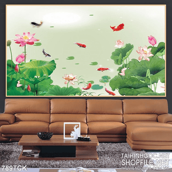 Tranh hoa sen nghệ thuật wall in uv