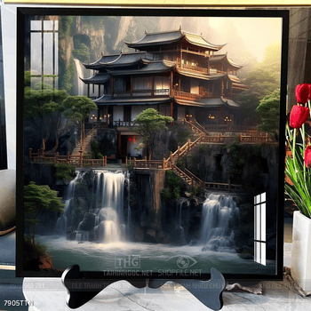 Tranh phon thủy sông, núi và mặt trời