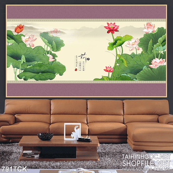 Tranh vẽ hoa sen nghệ thuật decor in uv đẹp