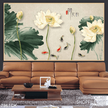 Tranh hoa sen uv đẹp nghệ thuật psd