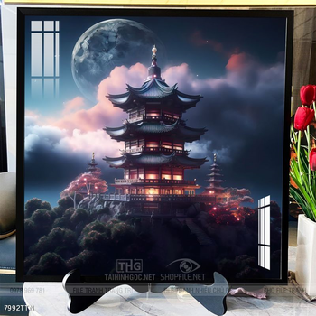 Tranh phon thủy sông, núi và mặt trời