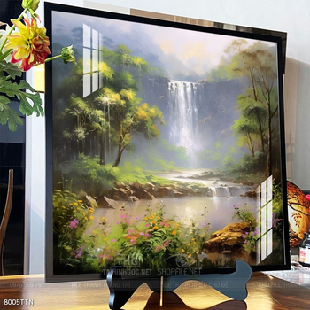 Tranh phon thủy sông, núi và mặt trời