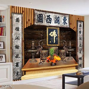 Tranh dán tường trang trí bàn thờ ông bà tổ tiên khổ ngang