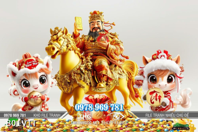 File tranh PSD thần tài cưỡi ngựa vàng 801VTT File tranh PSD thần tài cưỡi ngựa vàng 801VTT