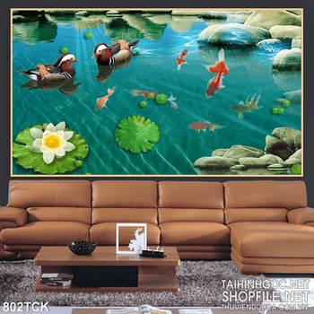 Tranh 3d in uv và đôi vịt trời