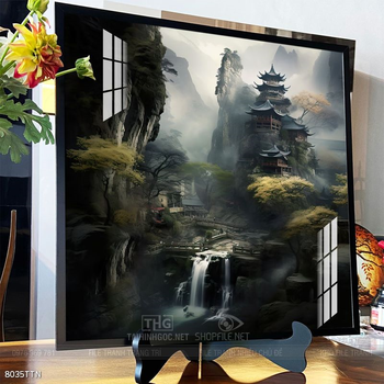 Tranh phon thủy sông, núi và mặt trời