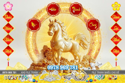 File tranh PSD ngựa vàng chúc mừng năm mới 803VTT File tranh PSD ngựa vàng chúc mừng năm mới 803VTT