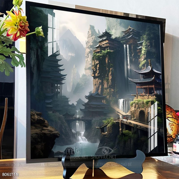 Tranh phon thủy sông, núi và mặt trời