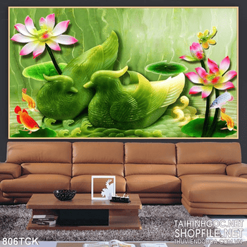 Tranh giả ngọc đội vịt trời uv đẹp