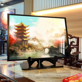 Tranh phon thủy sông, núi và mặt trời