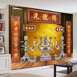 Tranh dán tường trang trí bàn thờ ông bà tổ tiên khổ ngang